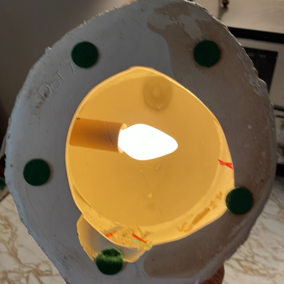 VTG 60’s Ceramic Christmas Table Light Project Piece Santa Snowman Round House - Picture 12 of 12